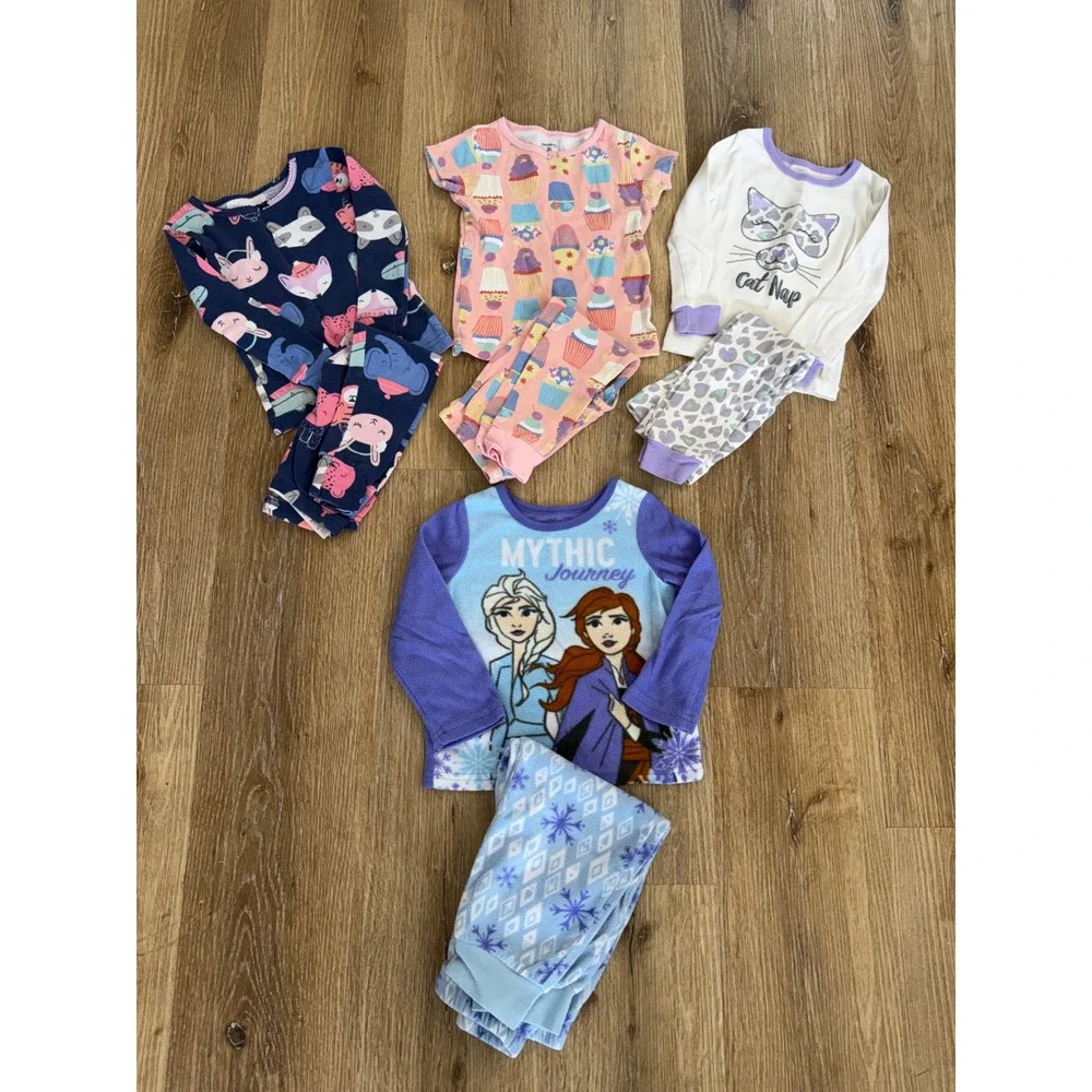 Carter's Disney Frozen Girls Pajama Bundle 4 Sets 2T Multicolor Fleece Cotton